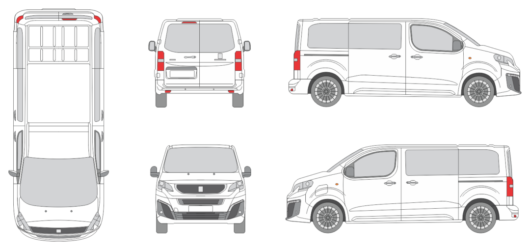 Peugeot Traveller 2024 Short Window Van Template