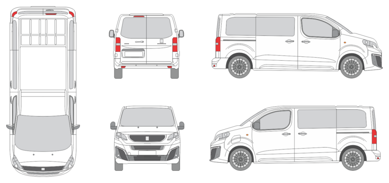 Peugeot Traveller 2024 Short Window Van Template