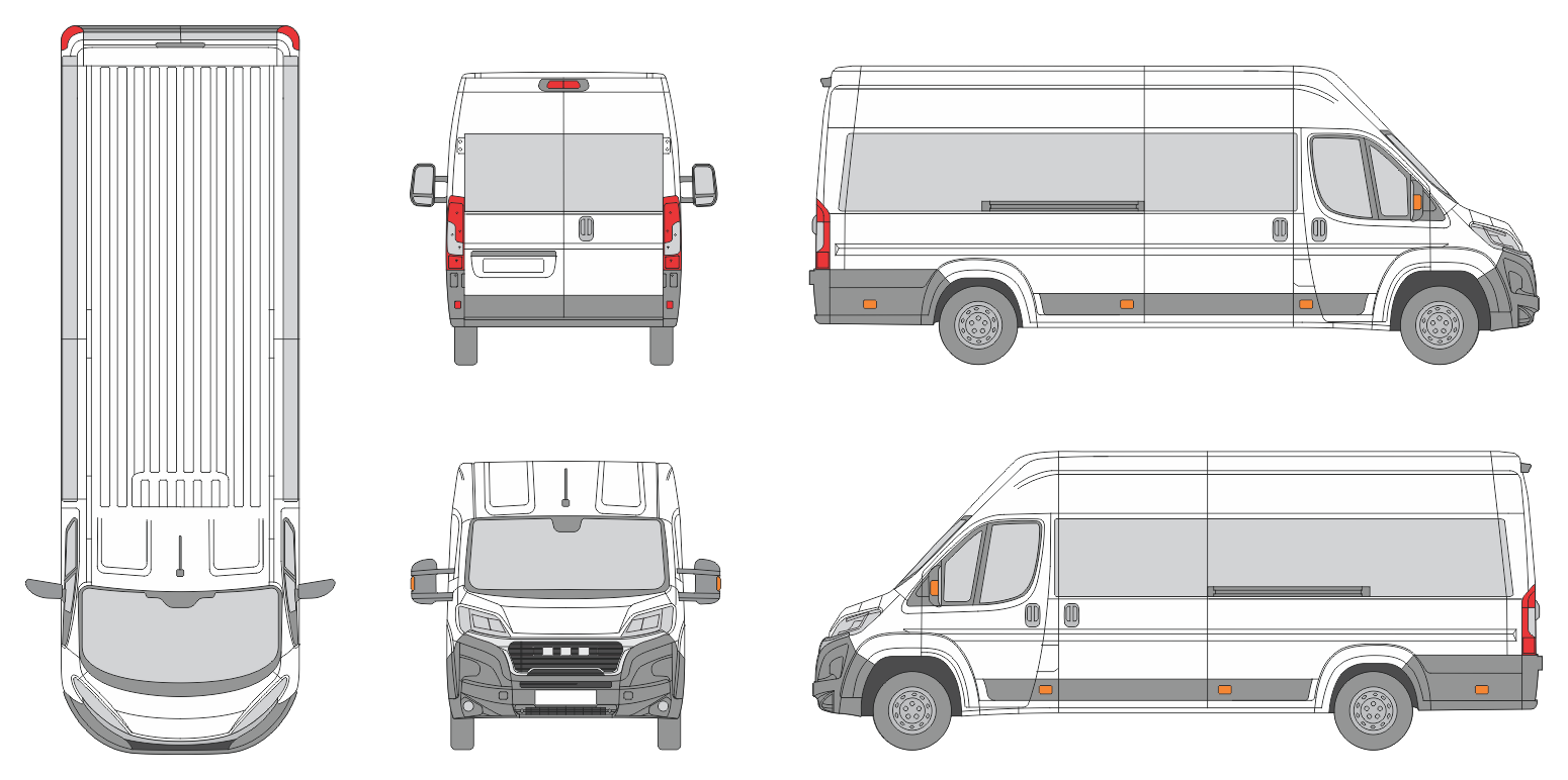 Ram Promaster 2023 Extended Length Med High Window Slide Door RL Window RL Van Template