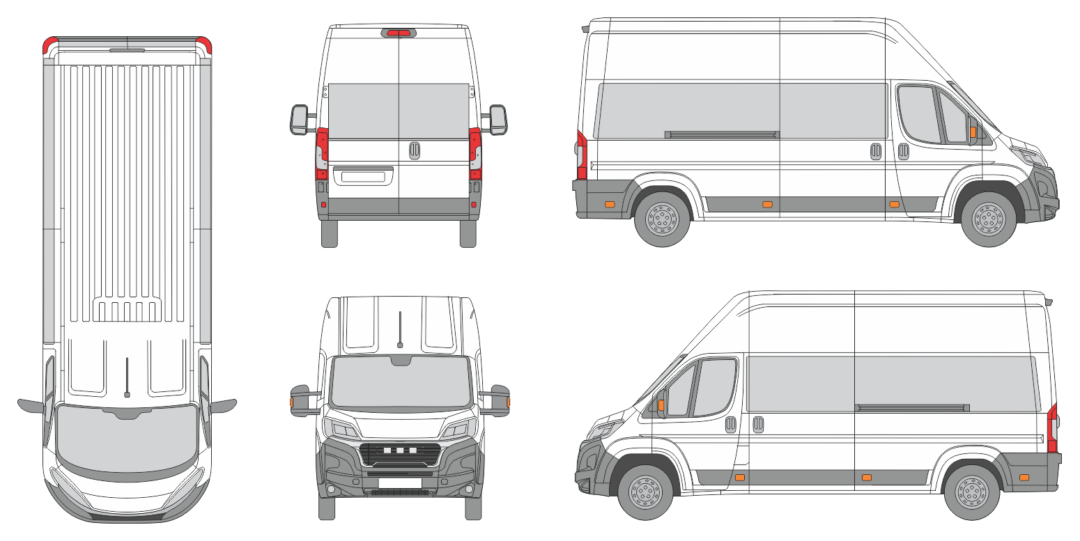 Ram Promaster 2023 Long Window Slide Door RL Window RL Front Van Template