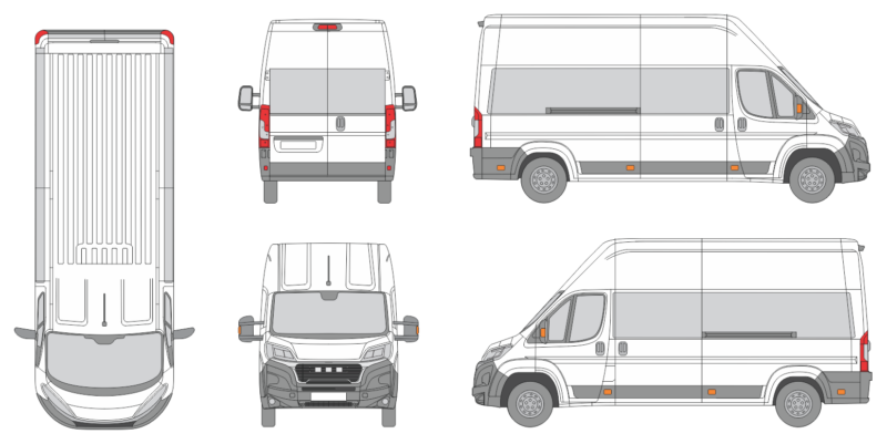 Ram Promaster 2023 Long Window Slide Door RL Window RL Front Van Template