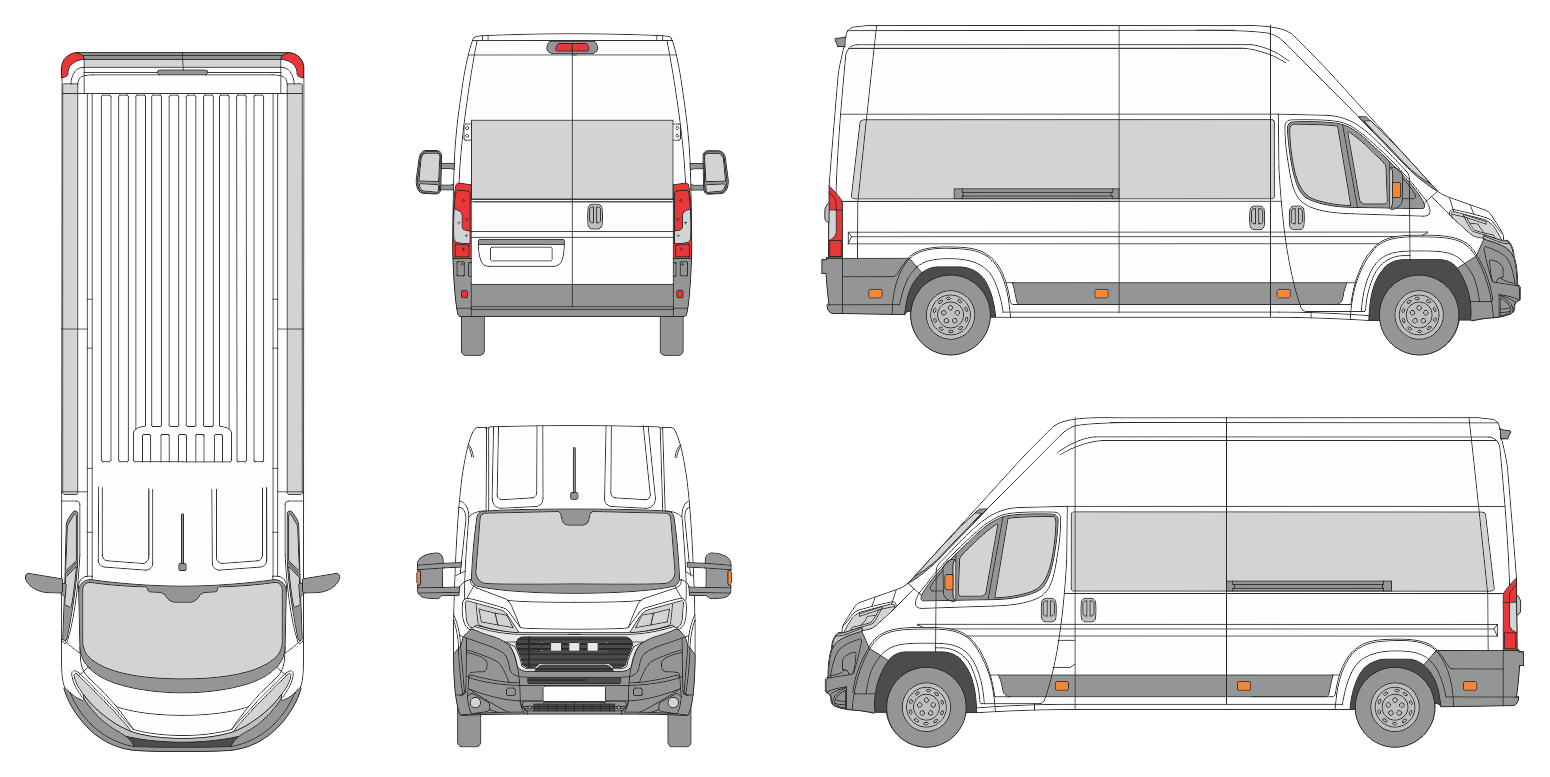 Ram Promaster 2023 Long Window Slide Door RL Window RL Front Van Template