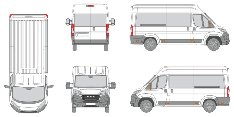 Ram Promaster 2023 Short Med High Window Slide Door RL Window RL Van Template