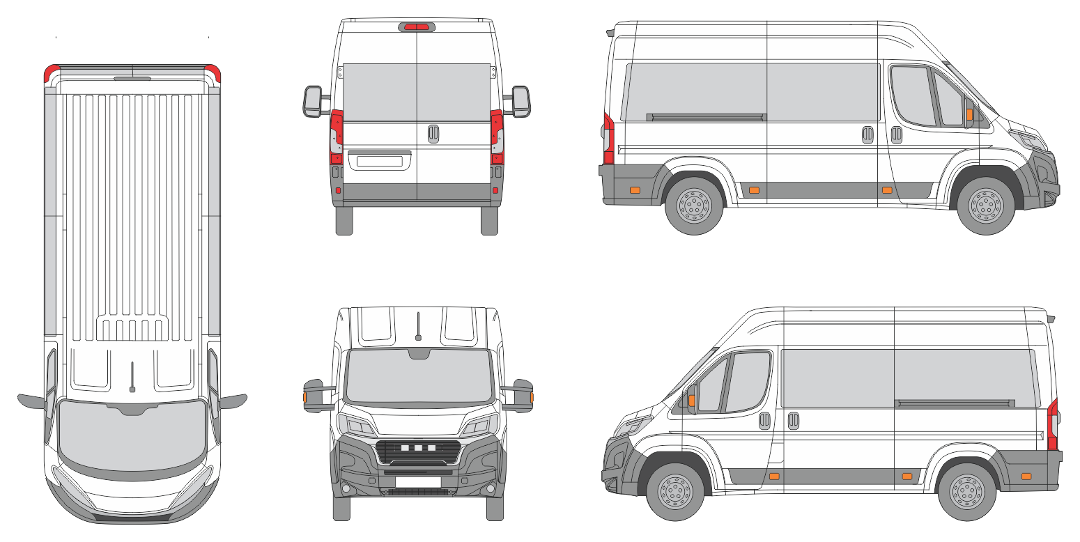 Ram Promaster 2023 Short Med High Window Slide Door RL Window RL Van Template