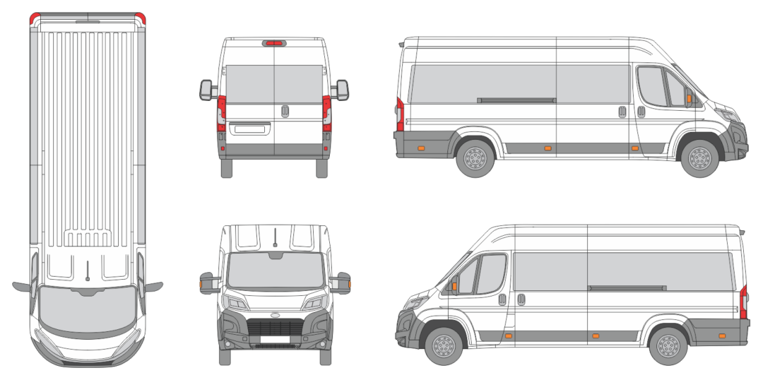 Toyota Proace Max 2024 Extra Long Med High Window Slide Door RL Window RL Van Template