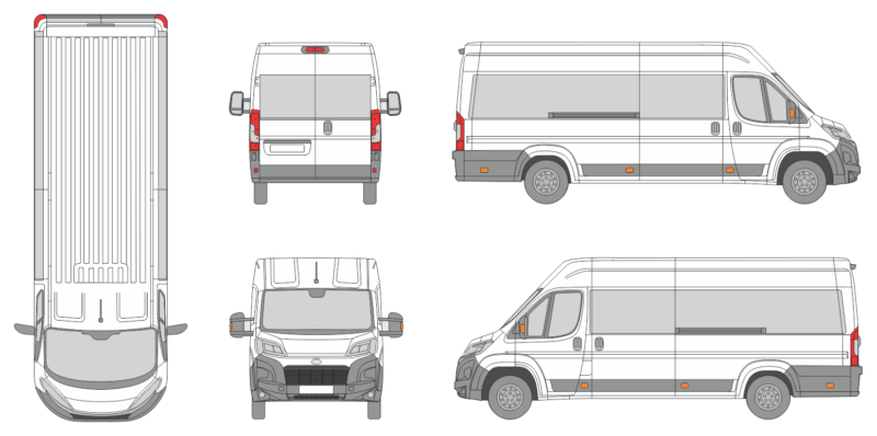 Toyota Proace Max 2024 Extra Long Med High Window Slide Door RL Window RL Van Template