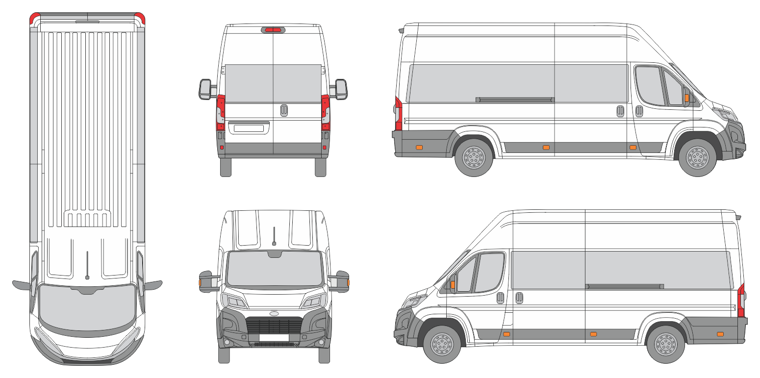 Toyota Proace Max 2024 Jumbo High Window Slide Door RL Window RL Van Template