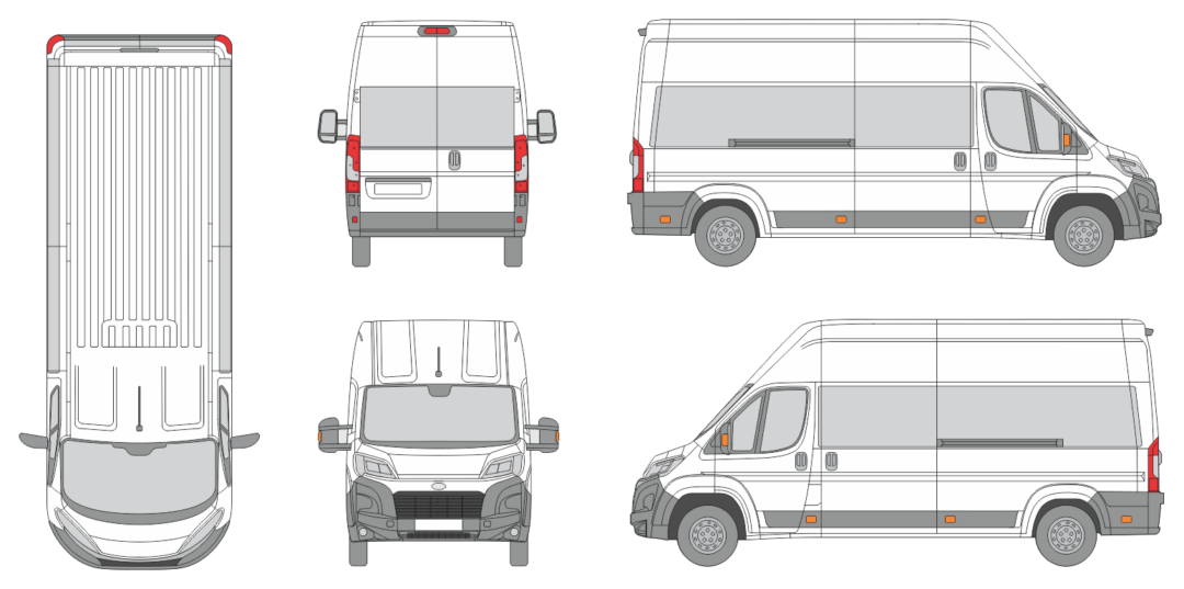 Toyota Proace Max 2024 Long High Window Slide Door RL Window RL Van Template