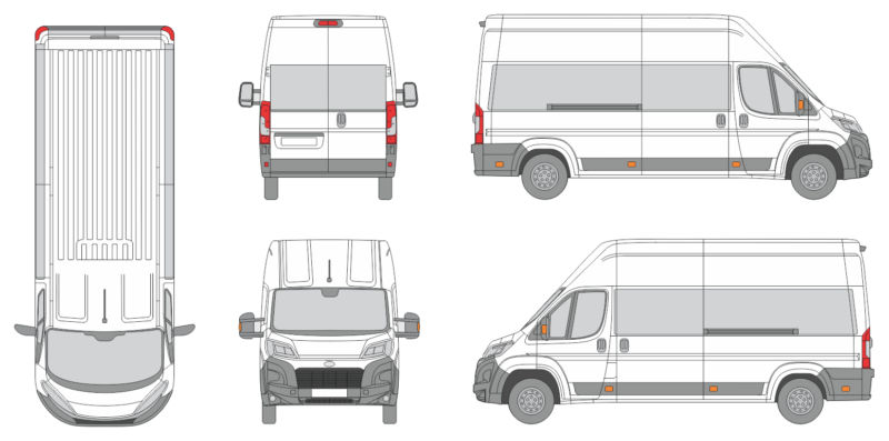 Toyota Proace Max 2024 Long High Window Slide Door RL Window RL Van Template