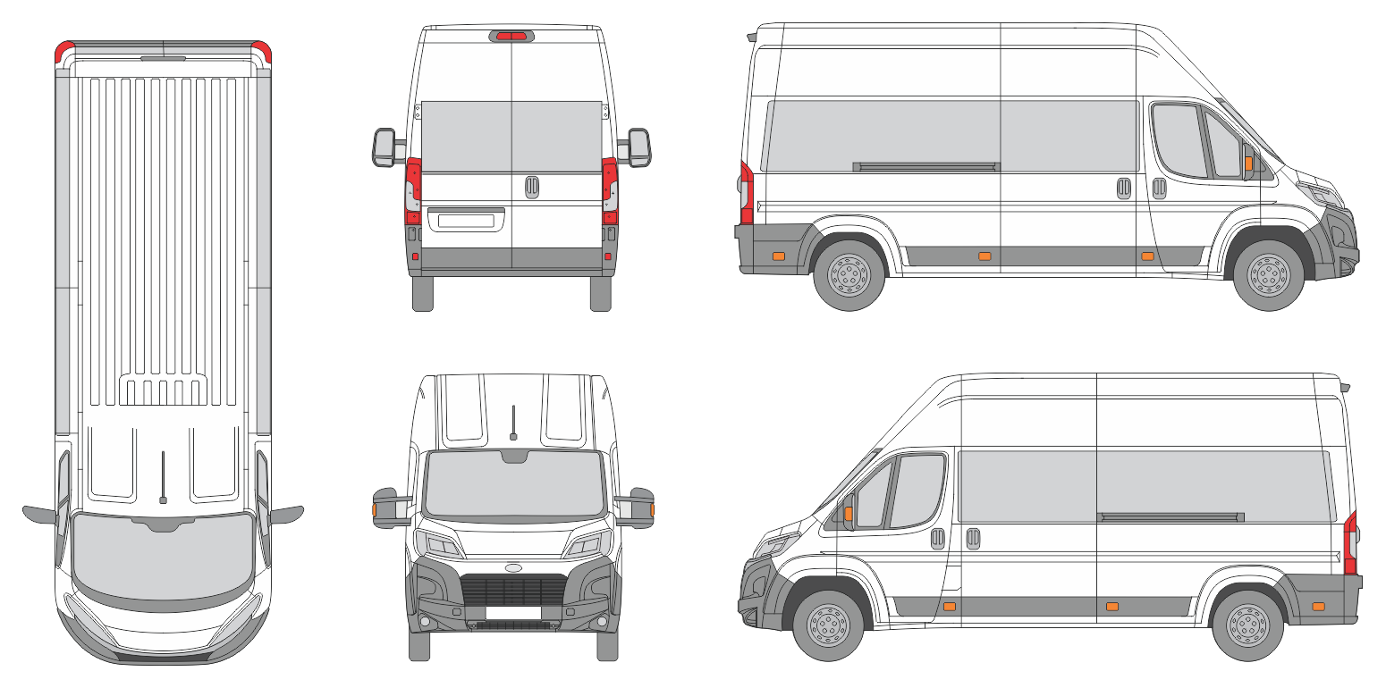 Toyota Proace Max 2024 Long High Window Slide Door RL Window RL Van Template