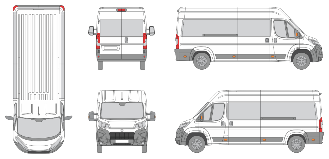 Toyota Proace Max 2024 Long Med High Window Slide Door RL Window RL Van Template