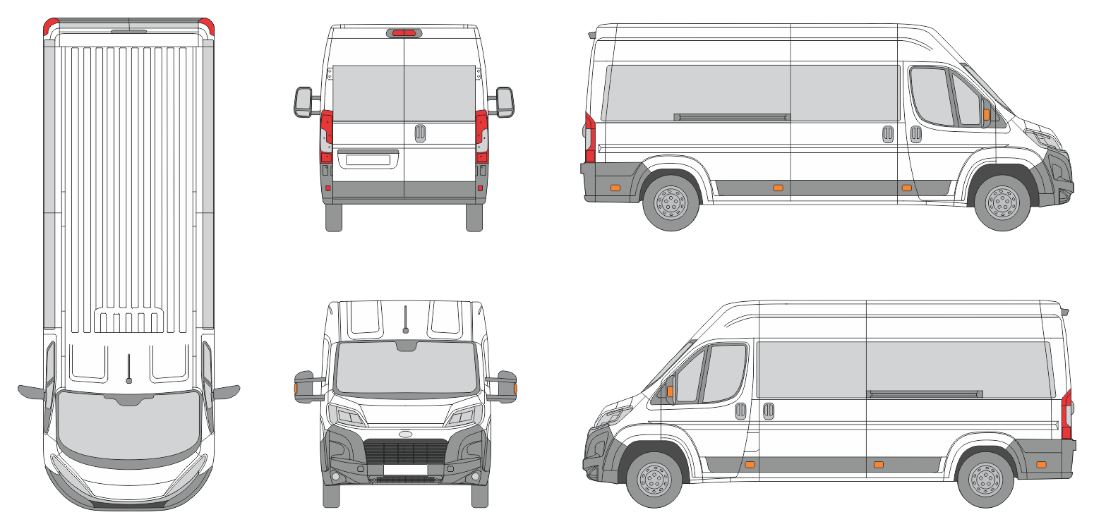 Toyota Proace Max 2024 Long Med High Window Slide Door RL Window RL Van Template