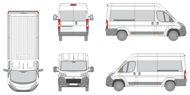 Toyota Proace Max 2024 Short Med High Window Slide Door RL Window RL Van Template