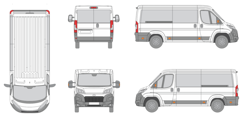 Toyota Proace Max 2024 Short Window Slide Door RL Window RL Van Template