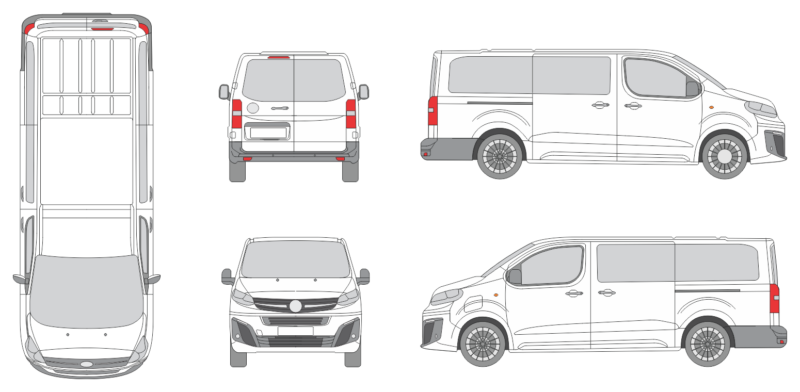 Vauxhall Vivaro 2024 Long Rear Swing Doors Window Van Template