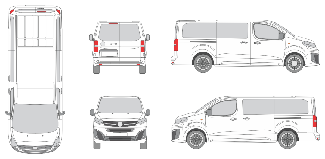 Vauxhall Vivaro Life 2024 Long Rear Swing Doors Window Van Template