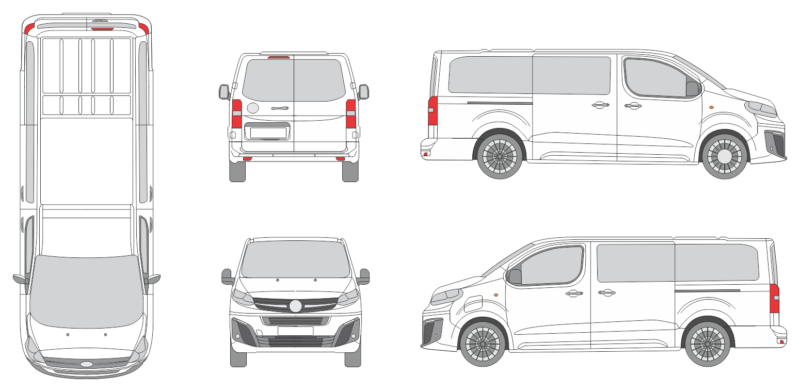 Vauxhall Vivaro Life 2024 Long Rear Swing Doors Window Van Template