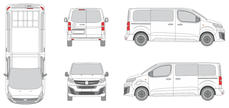 Vauxhall Vivaro Life 2024 Short Rear Swing Doors Window Van Template