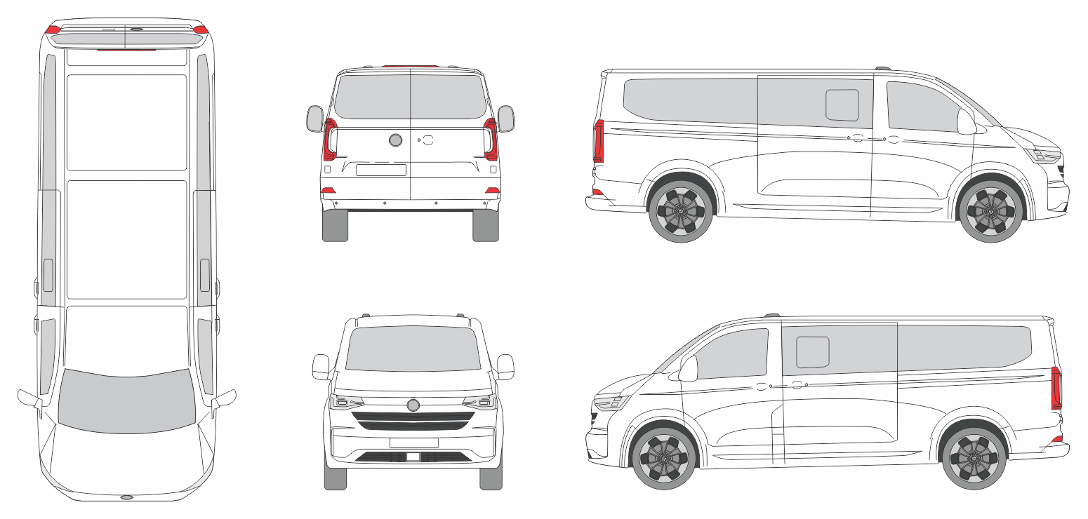 Volkswagen T 7 Caravelle Life 2024 Long Window Van Template