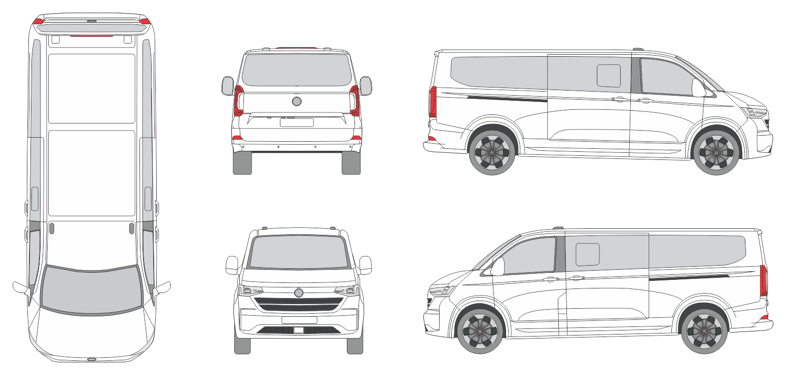 Volkswagen T 7 Caravelle Life 2024 Long Van Template