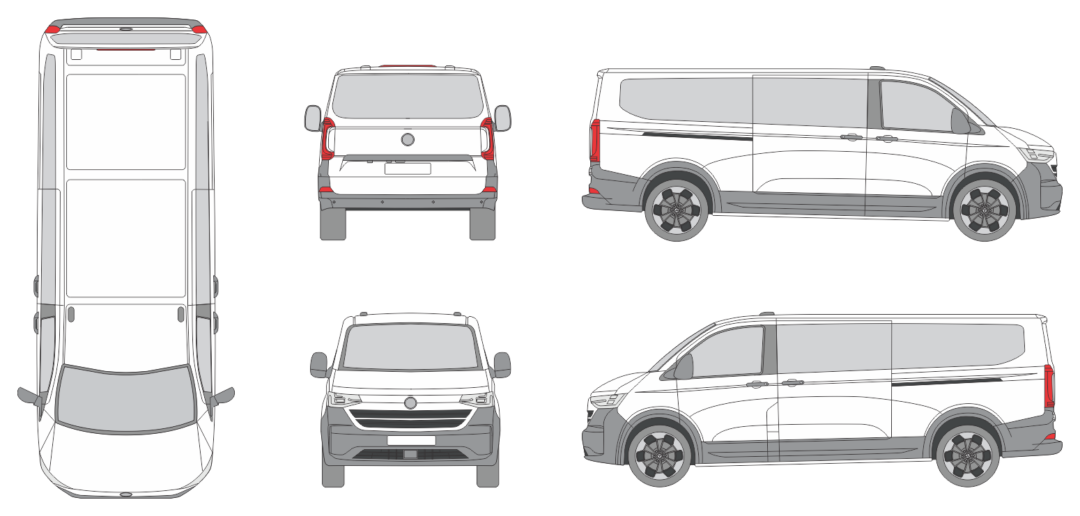 Volkswagen T 7 Kombi 2024 Long Liftgate Window Van Template