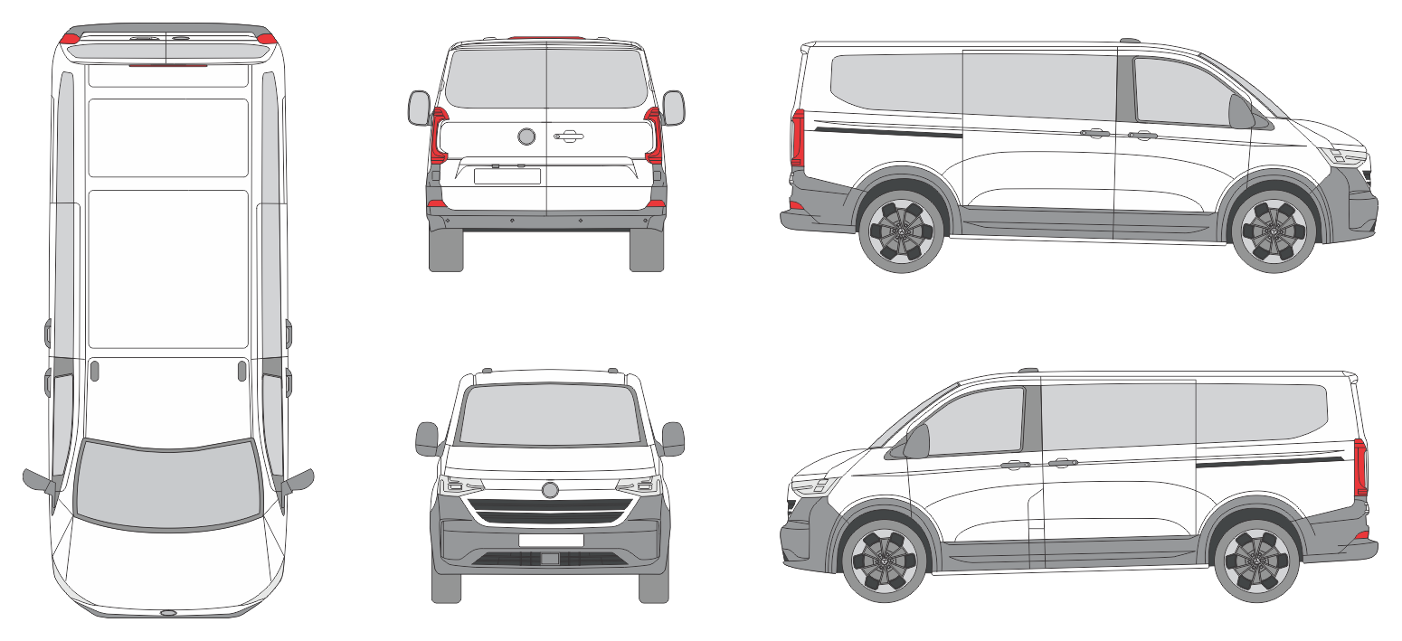 Volkswagen T 7 Kombi 2024 Short Window Van Template