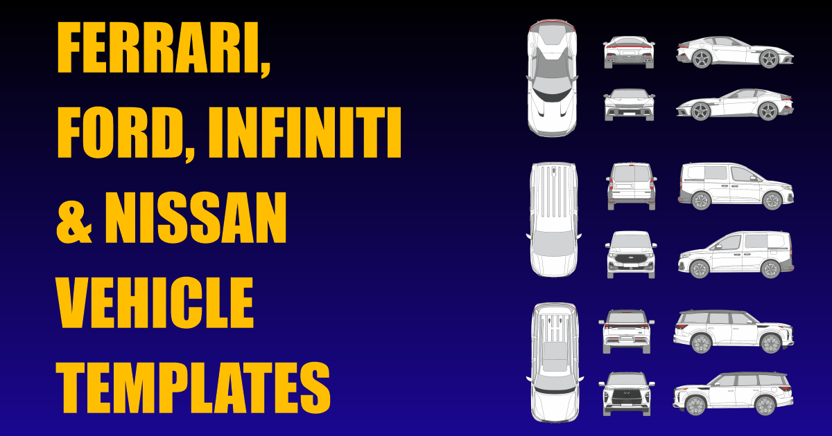 Ferrari, Ford, Infiniti and Nissan Vehicle Templates Added