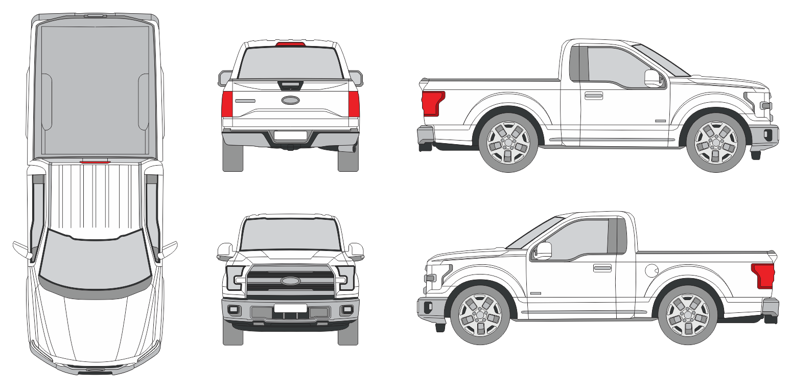 Ford F-150 2014 Regular Cab Short Bed Pickup Template