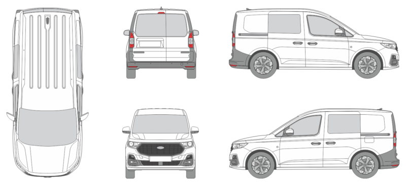 Ford Transit Connect 2024 Short Rear Swing Doors Window Van Template