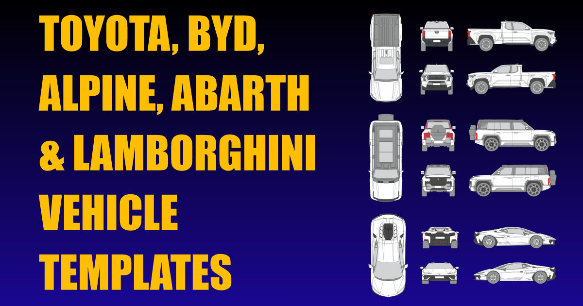 Toyota, BYD, Alpine, Abarth and Lamborghini Vehicle Templates Added