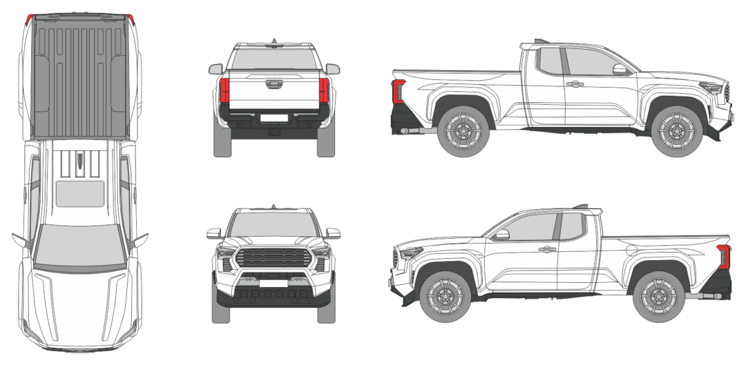 Toyota Tacoma 2024 Extended Cab Pickup Template