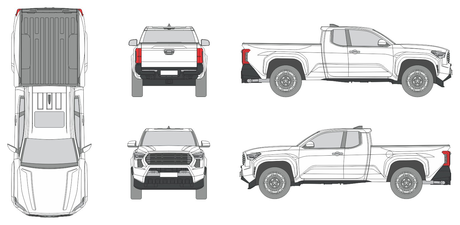 Toyota Tacoma 2024 Extended Cab Pickup Template