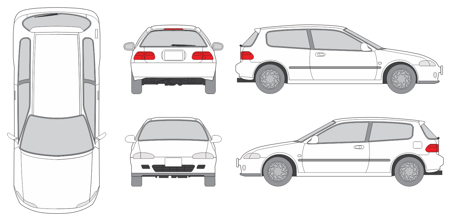 Honda Civic 1991 Hatchback Template
