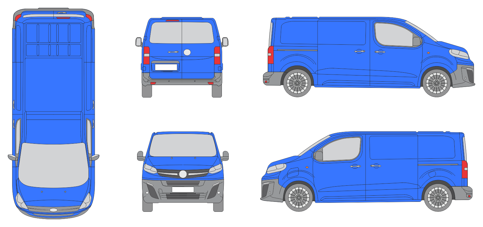 Vauxhall Vivaro Electric 2020 Med Long Rear Swing Doors Window Van Template