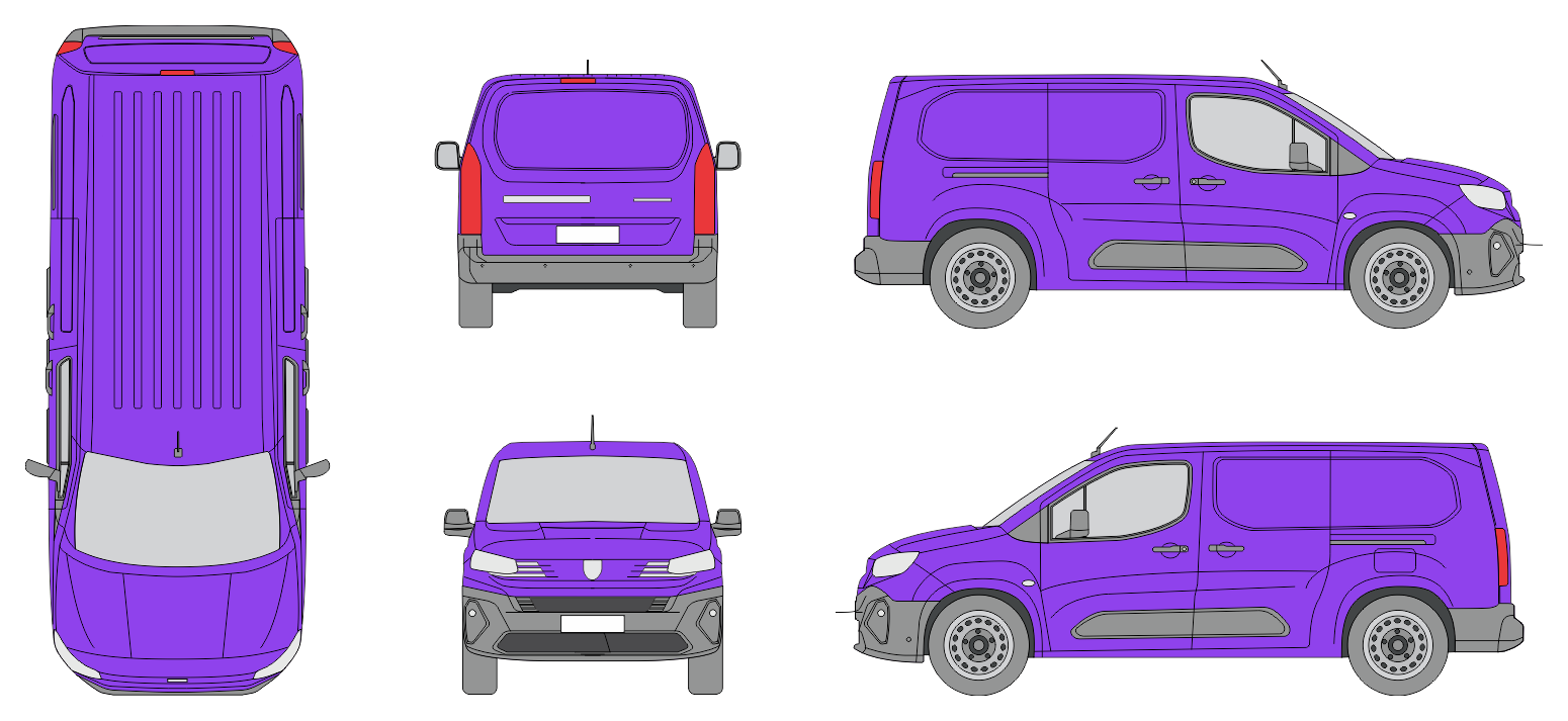 Peugeot Partner 2024 Long Liftgate Van Template