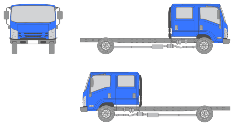Chevrolet Low Cab Forward 2018 Extra Long Crew Cab Truck Template