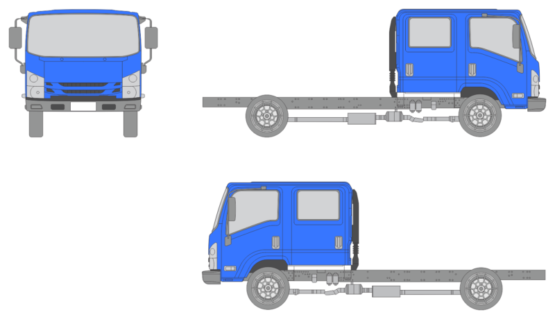 Chevrolet Low Cab Forward 2018 Long Crew Cab Truck Template
