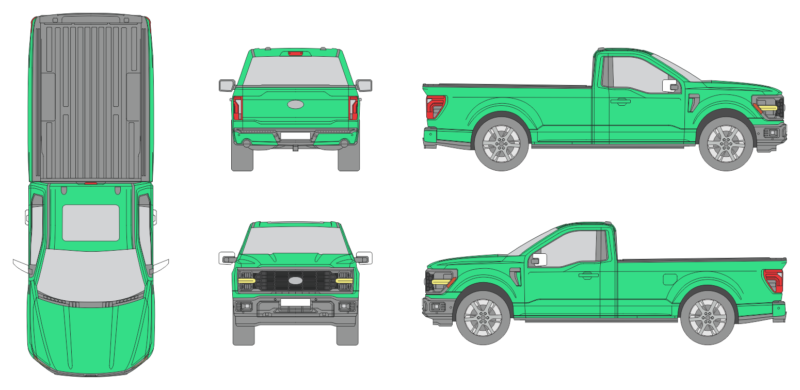 Ford F-150 2024 Regular Cab Long Bed Pickup Template