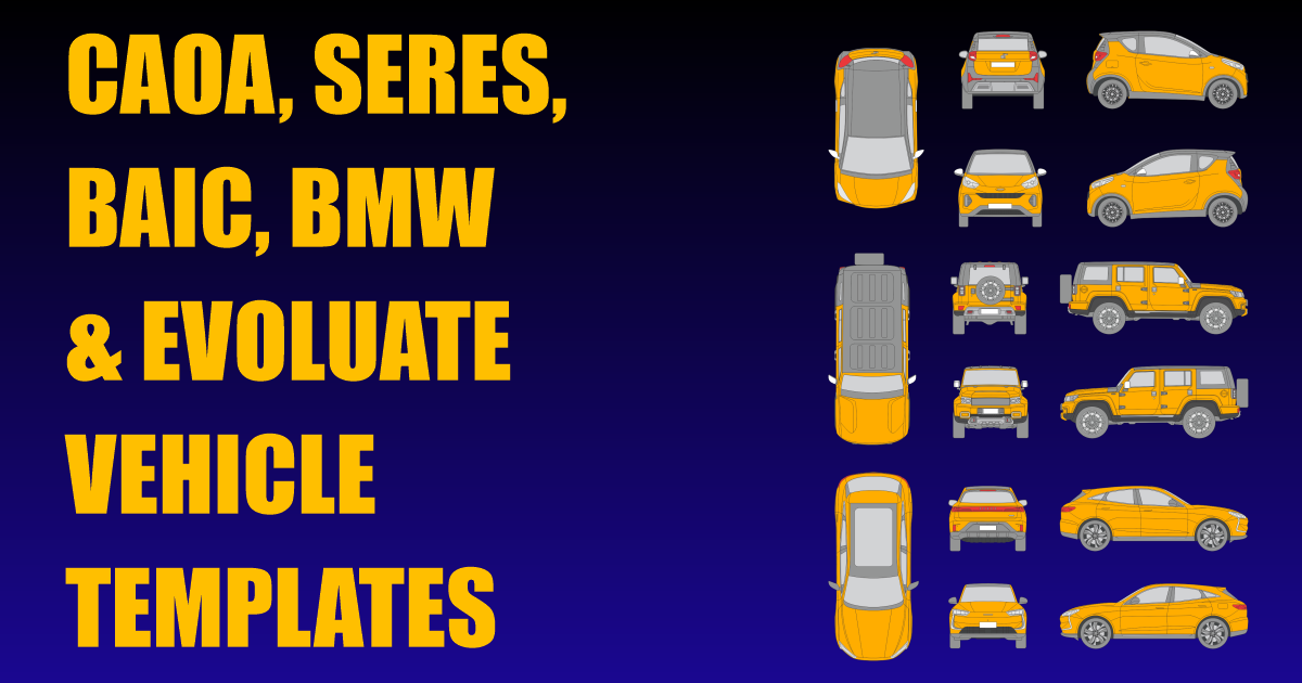 Caoa, Seres, Baic, BMW and Evolute Vehicle Templates Added
