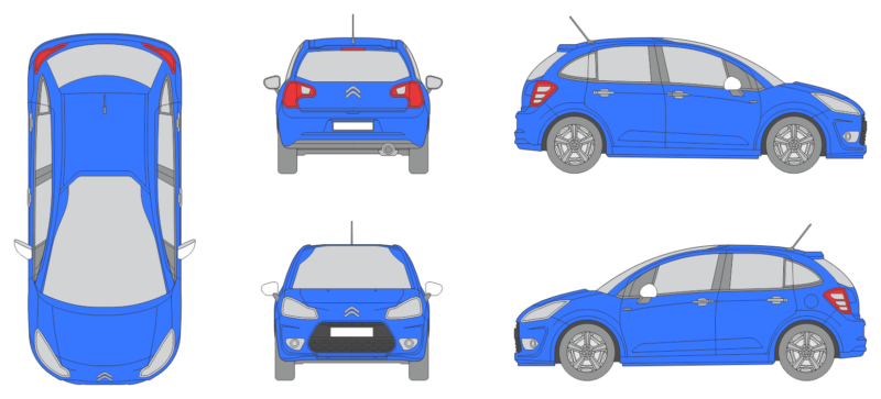 Citroen C3 2009 Car Template