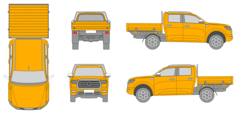 Great Wall Cannon 2023 Crew Cab with Tray Truck Template