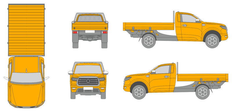 Great Wall Cannon 2023 Single Cab with Tray Truck Template