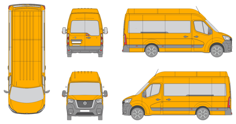 Nissan NV400 2019 Extended Length High Roof Rear Swing Doors Window Window RL Van Template