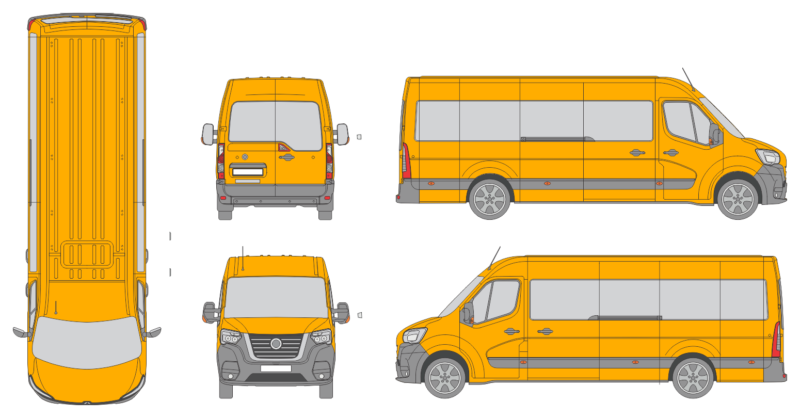Nissan NV400 2019 Extra Long Med High Rear Swing Doors Window Window RL Van Template