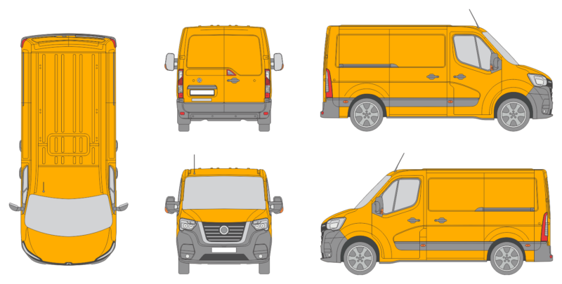 Nissan NV400 2019 Short Rear Swing Doors Van Template