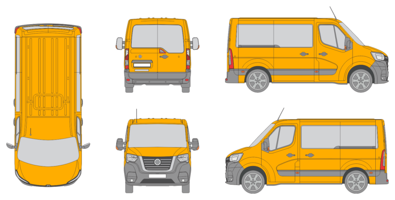 Nissan NV400 2019 Short Rear Swing Doors Window Window RL Van Template