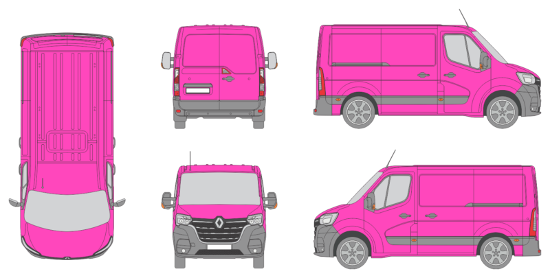 Renault Master 2019 Short Rear Swing Doors Van Template
