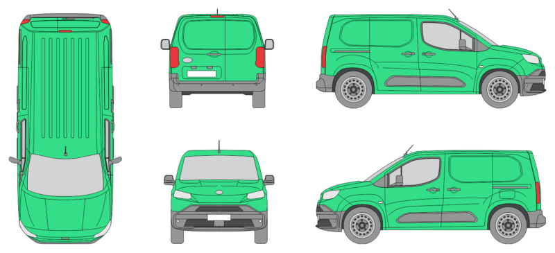 Toyota Proace City 2024 Short Rear Swing Doors Van Template