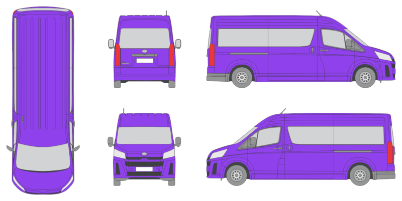 Toyota Quantum 2019 Long Liftgate Window Window RL Van Template