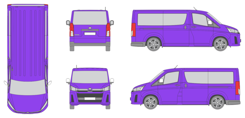 Toyota Quantum 2019 Short Liftgate Window Window RL Van Template